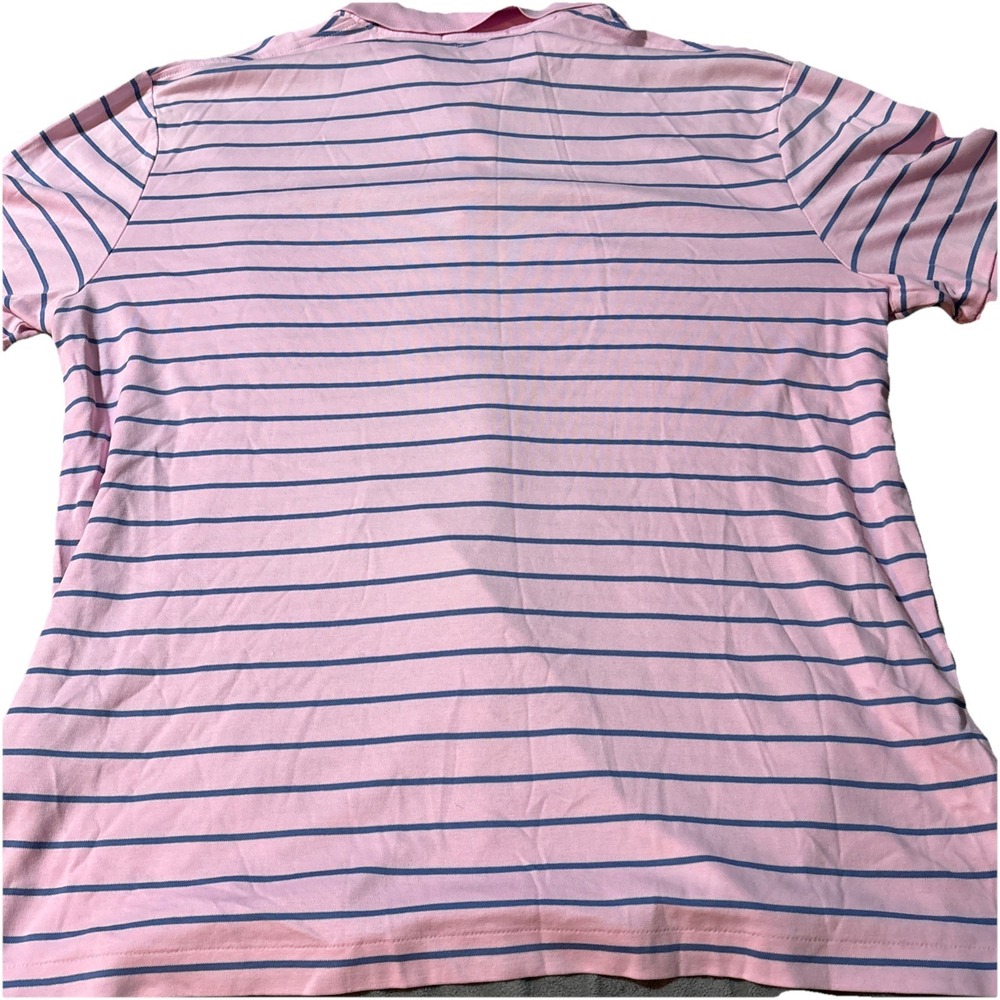 Polo Ralph Lauren Mens Large Classic Fit Pink Navy Blue Striped Polo Shirt LG - Picture 5 of 7